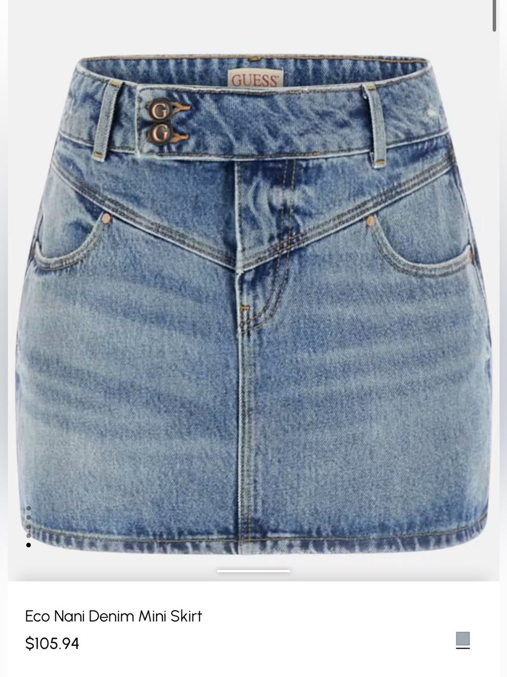 GUESS Light Blue Denim Mini Skirt with V-Seam Detail
